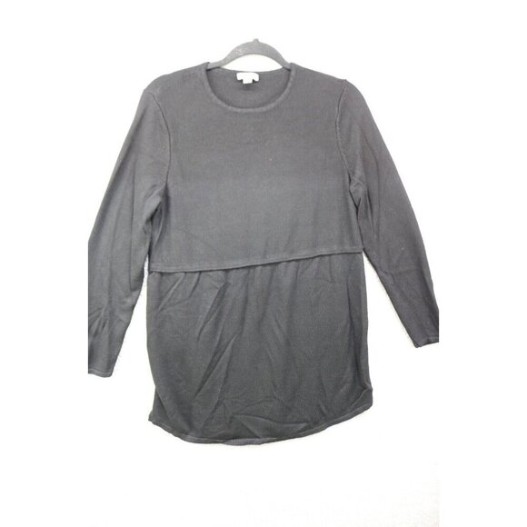 J.Jill Black Long Sleeve Tunic Sweater-Size Medium-Wool Blend-Side Slits - Picture 1 of 11
